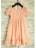 Peach Wrinkled Chiffon Lovely Flower Girl Dress